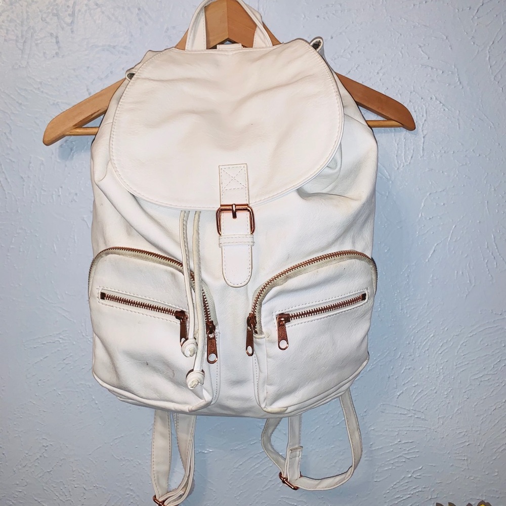 H&M White faux leather Drawstring Backpack